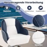 Laivo sėdynė su storais putplasčio paminkštinimu ir vandeniui atsparia PVC danga (Mėlyna ir balta)