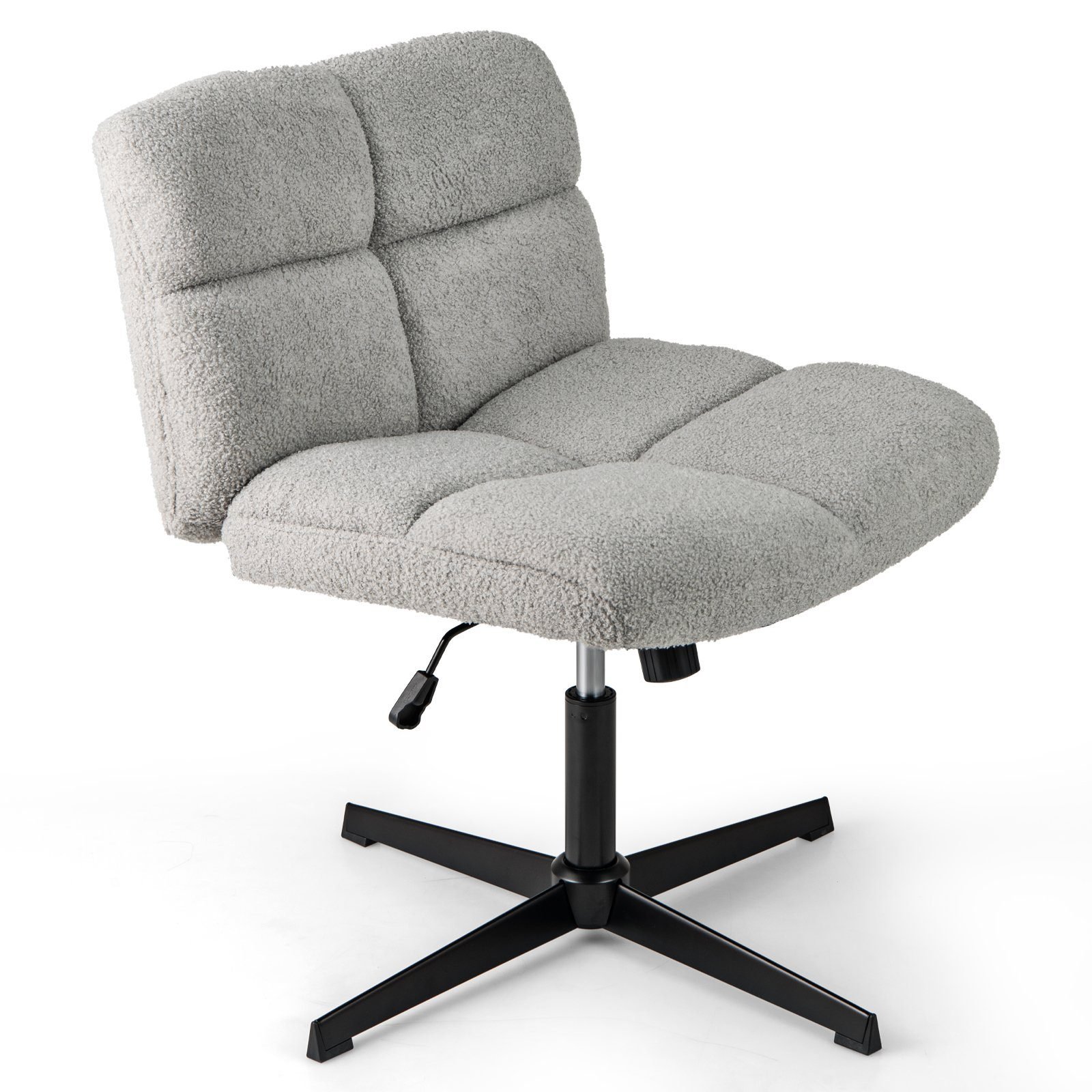 brostuhlohnearmlehnenhhenverstellbarerschneidersitzstuhlmitwippfunktionarmloserschreibtischstuhlgrau_image_8 Ergonomiška biuro kėdė su reguliuojamu aukščiu ir supimosi funkcija (Pilka)