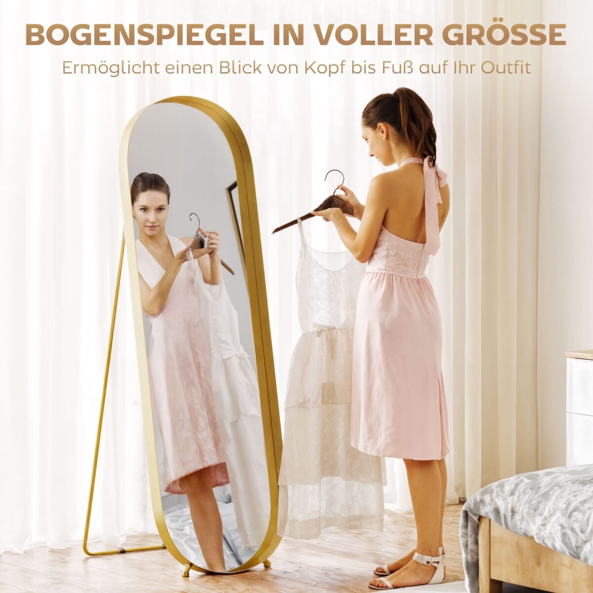 Pastatomas viso kūno veidrodis su metaliniu rėmu 160 x 50 cm