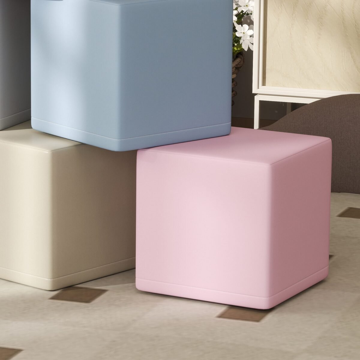 Minkšti putų kubeliai 1-3 metų vaikams, 12 vnt., 20x20x20 cm, lengvai valomi