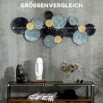 Trimatė metalinė sieninė dekoracija su apskritimais