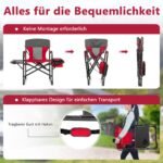 Sulankstoma kempingo kėdė su šoniniu staliuku ir aušinančiu maišeliu (Raudona)