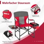 Sulankstoma kempingo kėdė su šoniniu staliuku ir aušinančiu maišeliu (Raudona)