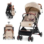 Sulenkiama vaikiška vežimėlė su reguliuojama atlošo ir kojų atrama (Smėlio)