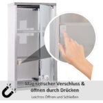 Rakinama nerūdijančio plieno vaistų spintelė su stiklinėmis durimis