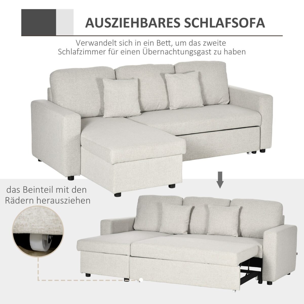 Universali kampinė sofa su ištraukiama lova ir daiktadėže