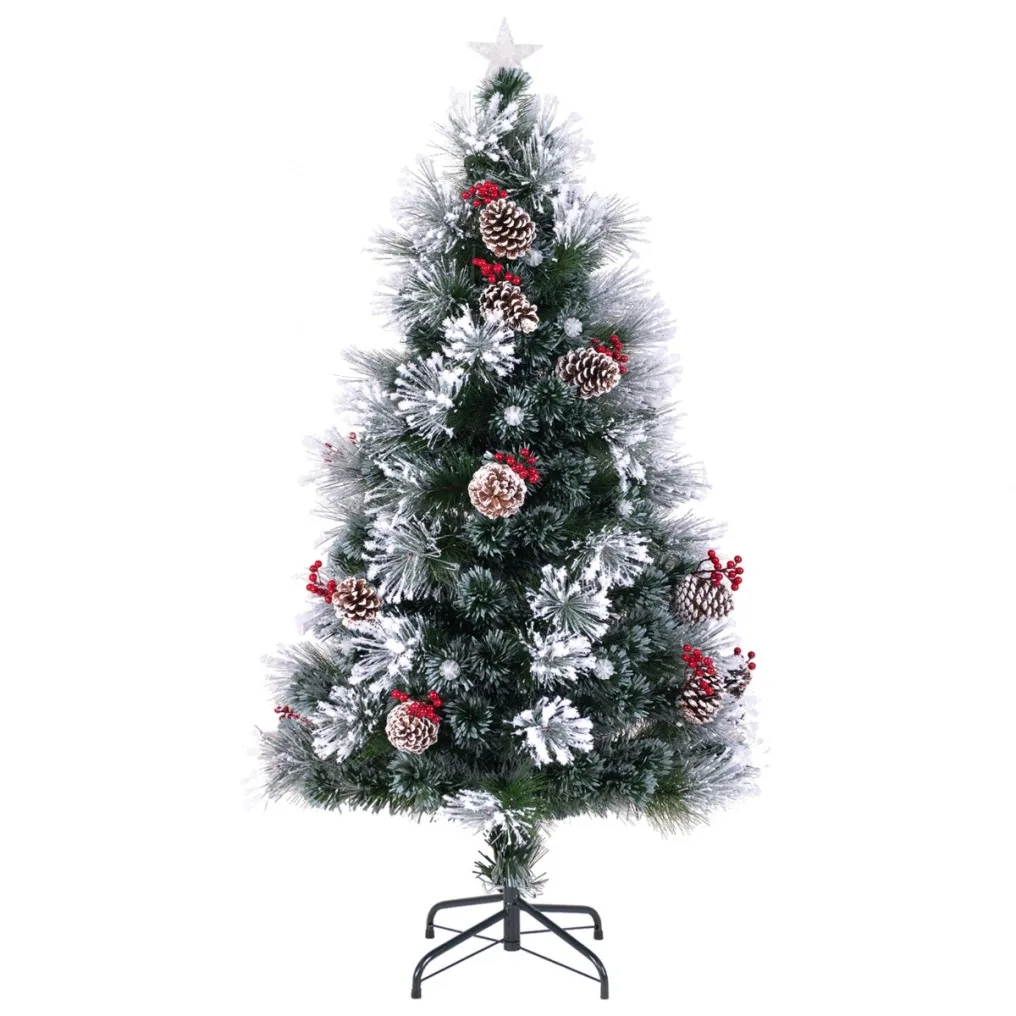 cm24826us Kalėdinė eglutė su LED apšvietimu ir dekoracijomis 150 cm (Žalia ir balta)