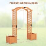 Medinė rožių arka su gėlių dėže lauko erdvėms (Geltona)