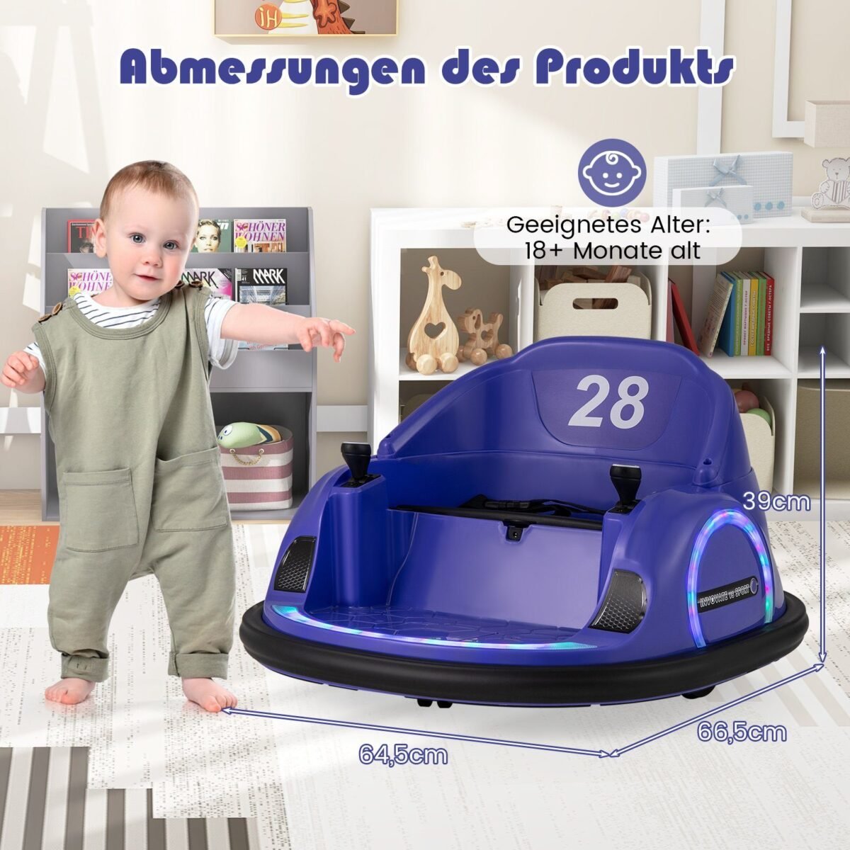 Elektrinis paspirtukas vaikams su LED apšvietimu ir 360° sukimusi (Violetinė)