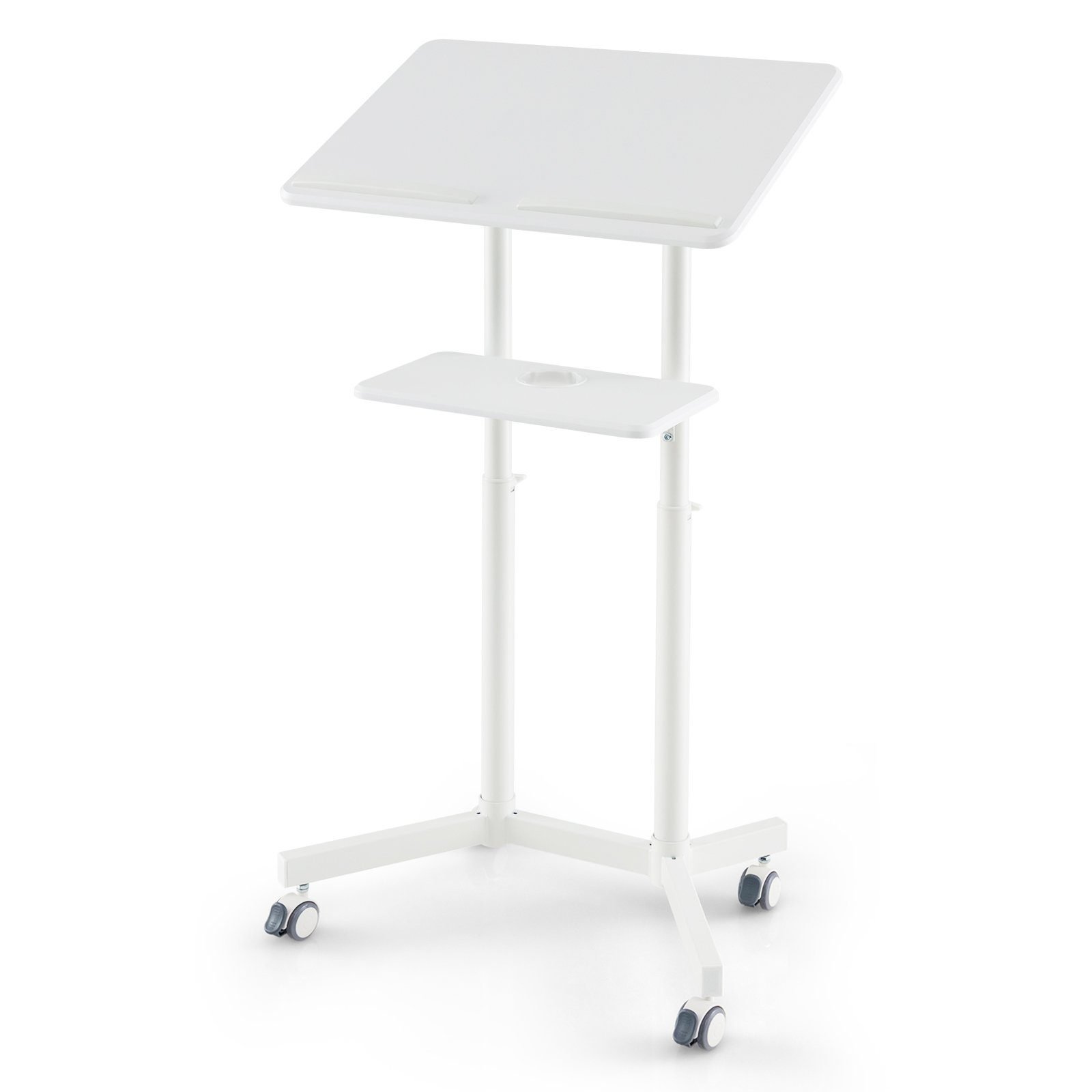 costwaymobilesrednerpultstehpulthhenverstellbarerlaptopwagenmitneigbarertischplatteablagefachgetrnkehalterkanzelstndermitfeststellbarenrollenfrzuhausebrowei_1752025500918_image_2 Reguliuojamo aukščio ir pakreipiama plokštuma pasižymintis mobilus podiumas (Balta)