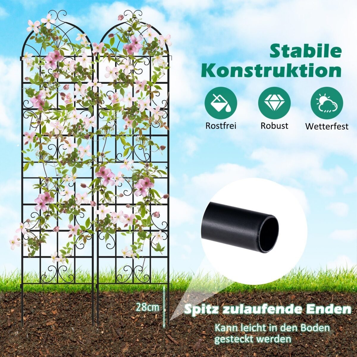 Dekoratyvinis metalinis sodo tinklas (2 vienetai) (Juoda)