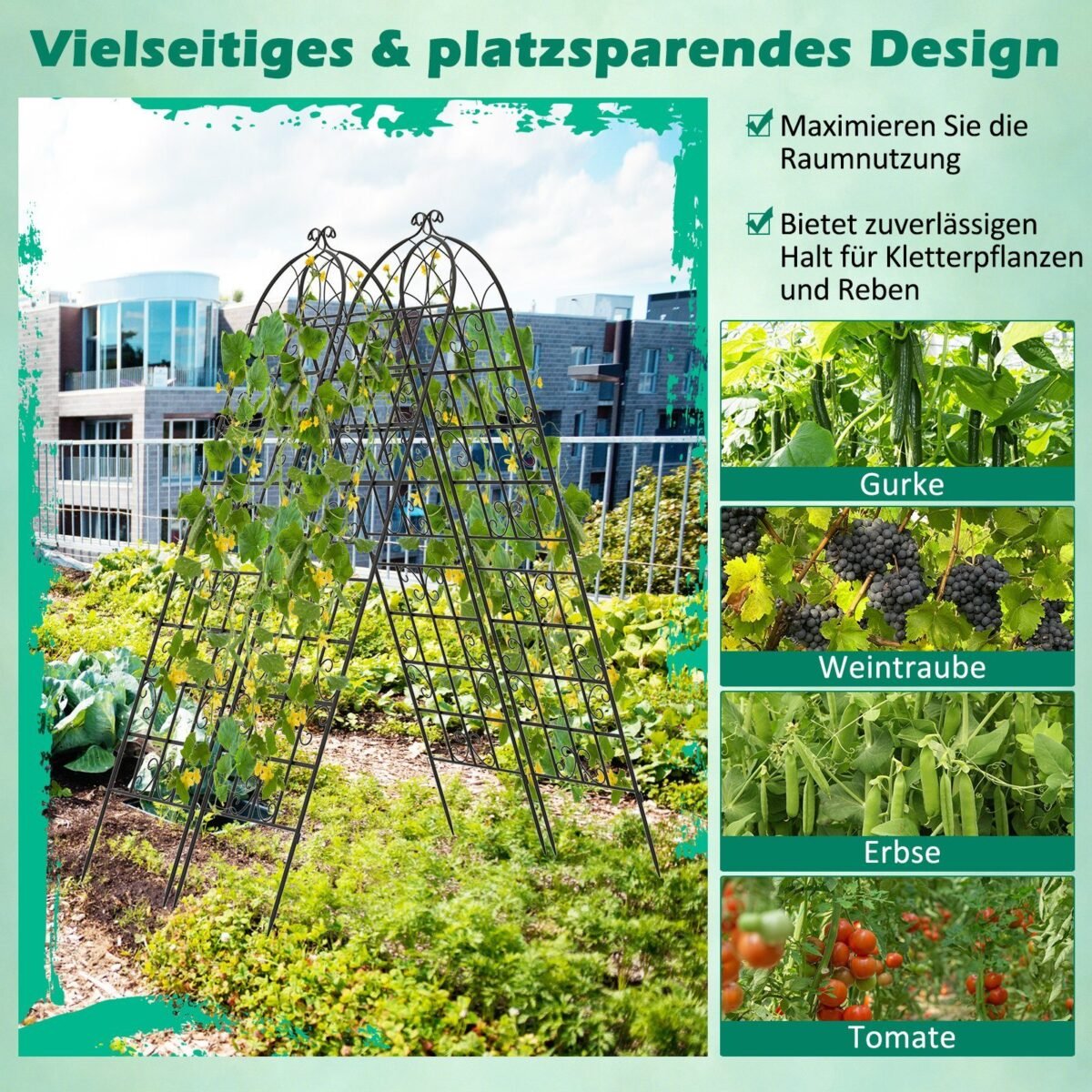 Dekoratyvinis metalinis sodo tinklas (2 vienetai) (Juoda)