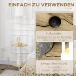 Pastatomas šviestuvas su dviem integruotomis lentynomis