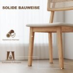 Valgomojo kėdė su rotango atlošu ir dirbtinės odos sėdyne