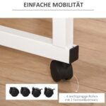 Reguliuojamo aukščio C formos šoninis staliukas su ratukais