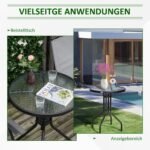 Apvalus lauko stalas su stikliniu stalviršiu ∅60x70 cm