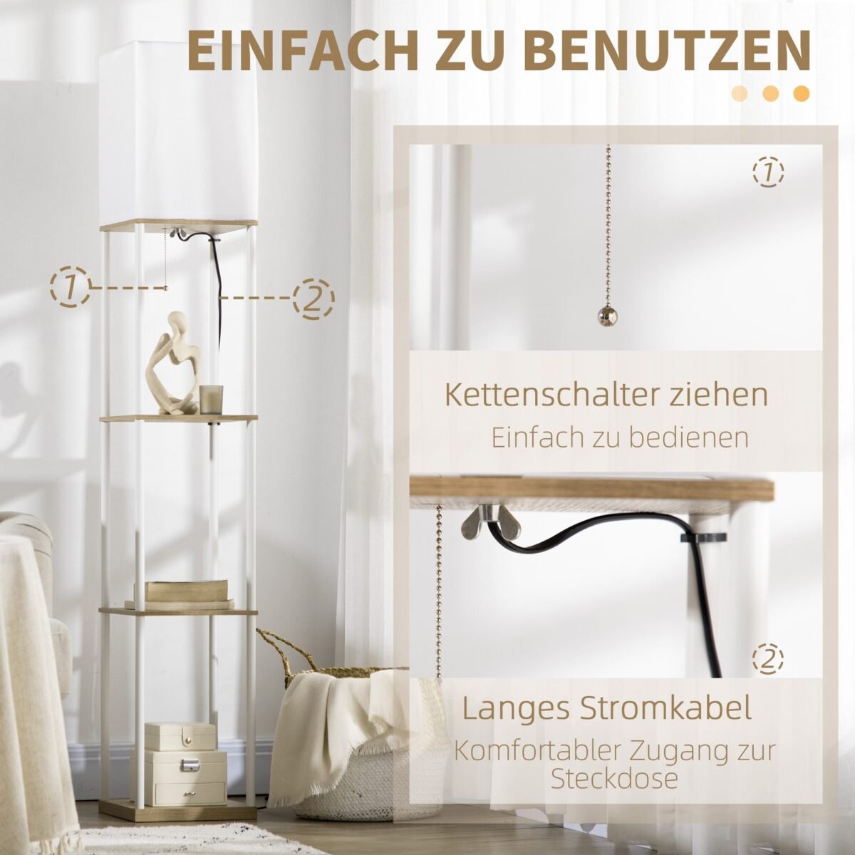 Stovimas viršutinio apšvietimo šviestuvas su lentynomis