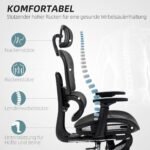 Ergonomiška biuro kėdė su reguliuojamu galvos atlošu ir atrama juosmeniui