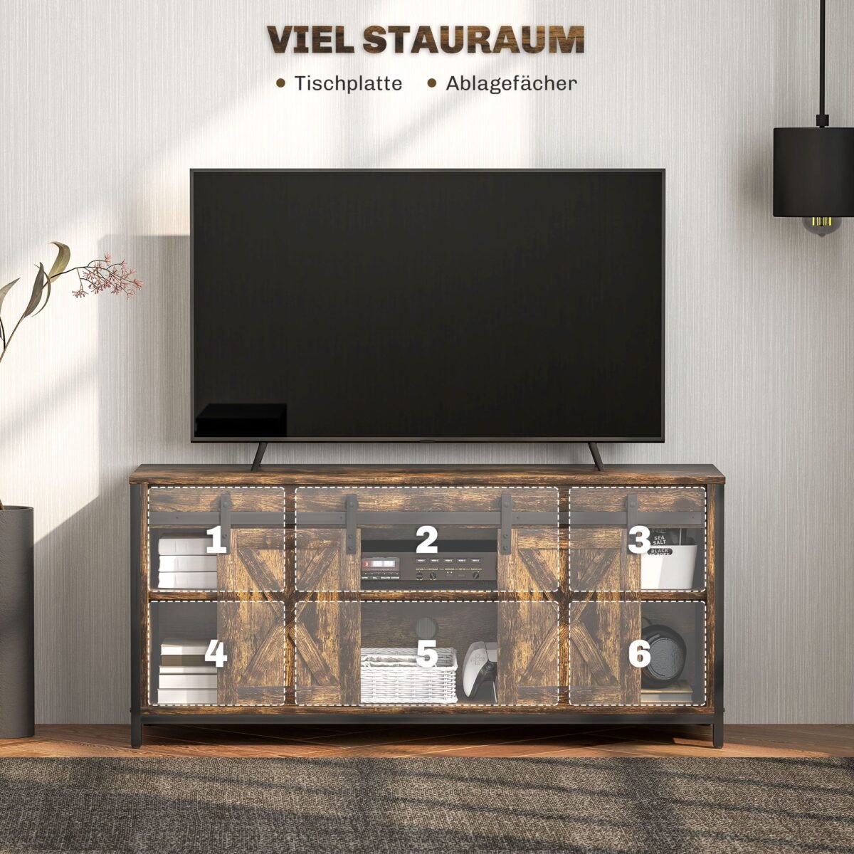 Pramoninio dizaino žema TV spintelė iki 60 colių televizoriams