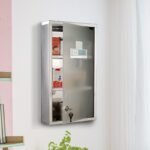 Rakinama nerūdijančio plieno vaistų spintelė su stiklinėmis durimis