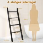 4 pakopų rankšluosčių kabykla su sienelės atrama (Juoda)