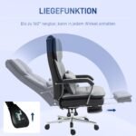 Ergonomiška biuro kėdė su atlošimo funkcija ir ištraukiama kojų atrama
