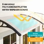 Dvigubas išlenktas durų stogelis su 5 mm polikarbonato plokšte ir aliuminio rėmu 75x195x23 cm