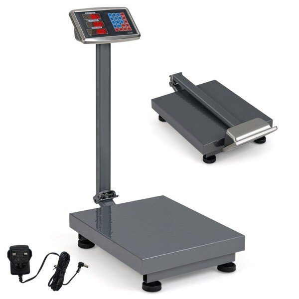 Skaitmeninės platforminės svarstyklės 300 kg (Sidabrinė)