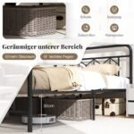 Metalinio lovos rėmo su galvūgaliu konstrukcija 200 x 140 cm (Juoda)