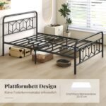 Metalinio lovos rėmo su galvūgaliu konstrukcija 200 x 140 cm (Juoda)