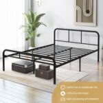 Dvigulė metalinė lova su galvūgaliu ir kojūgaliu 140x190 cm (Juoda)