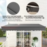 Laisvai pastatoma reguliuojamo kampo markizė su saulės LED apšvietimu, 400 cm pločio