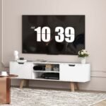 TV spintelė iki 65 colių televizoriams su stalčiais ir atviromis lentynomis