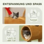 98 cm aukščio kačių draskyklė-bokštas su elnio dizainu, su tuneliu ir kamuoliuku