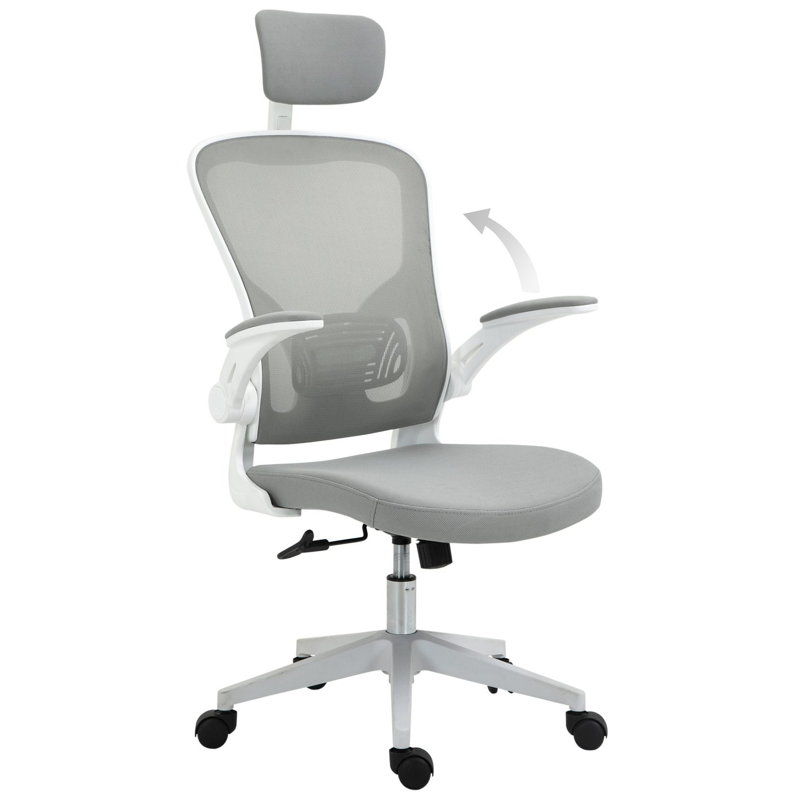Ergonominė biuro kėdė su supimo funkcija ir pakeliamais porankiais Ergonominė biuro kėdė su supimo funkcija ir pakeliamais porankiais