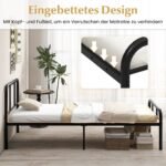 Metalinė lova su galvūgaliu ir kojūgaliu 90x200 cm (Juoda)