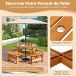 Pikniko stalas su keturiais mediniais suoliukais (Geltona)