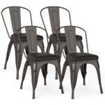 Komplektas 4 valgomųjų kėdžių metalinių su paminkštinimu (Šlifuota pilka)