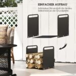 Plieninis malkų stovas su 2 nešiojimo rankenomis