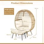 Didelis pintas lauko ir vidaus krėslas su pakoja poilsiui (Balta)