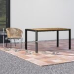 5 dalių lauko baldų komplektas iš dirbtinio ratano su akacijos medienos stalu