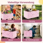 Nešiojamas sulankstomas vežimėlis su stalviršiu ir dviem krepšiais (Rožinė)