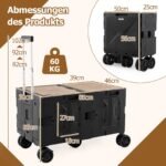 Sulankstomas vežimėlis su stalviršiu ir dviem dėžėmis (Juoda)