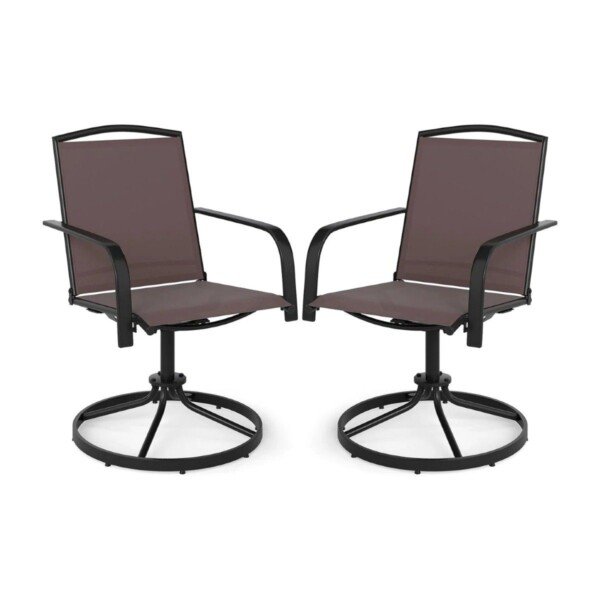 Sodo kėdės su 360° sukimosi funkcija (2 vnt.) (Ruda)