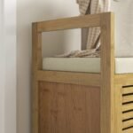 Bambukinė suolė su sandėliavimo erdve ir minkšta sėdimąja dalimi, 100x40x60 cm