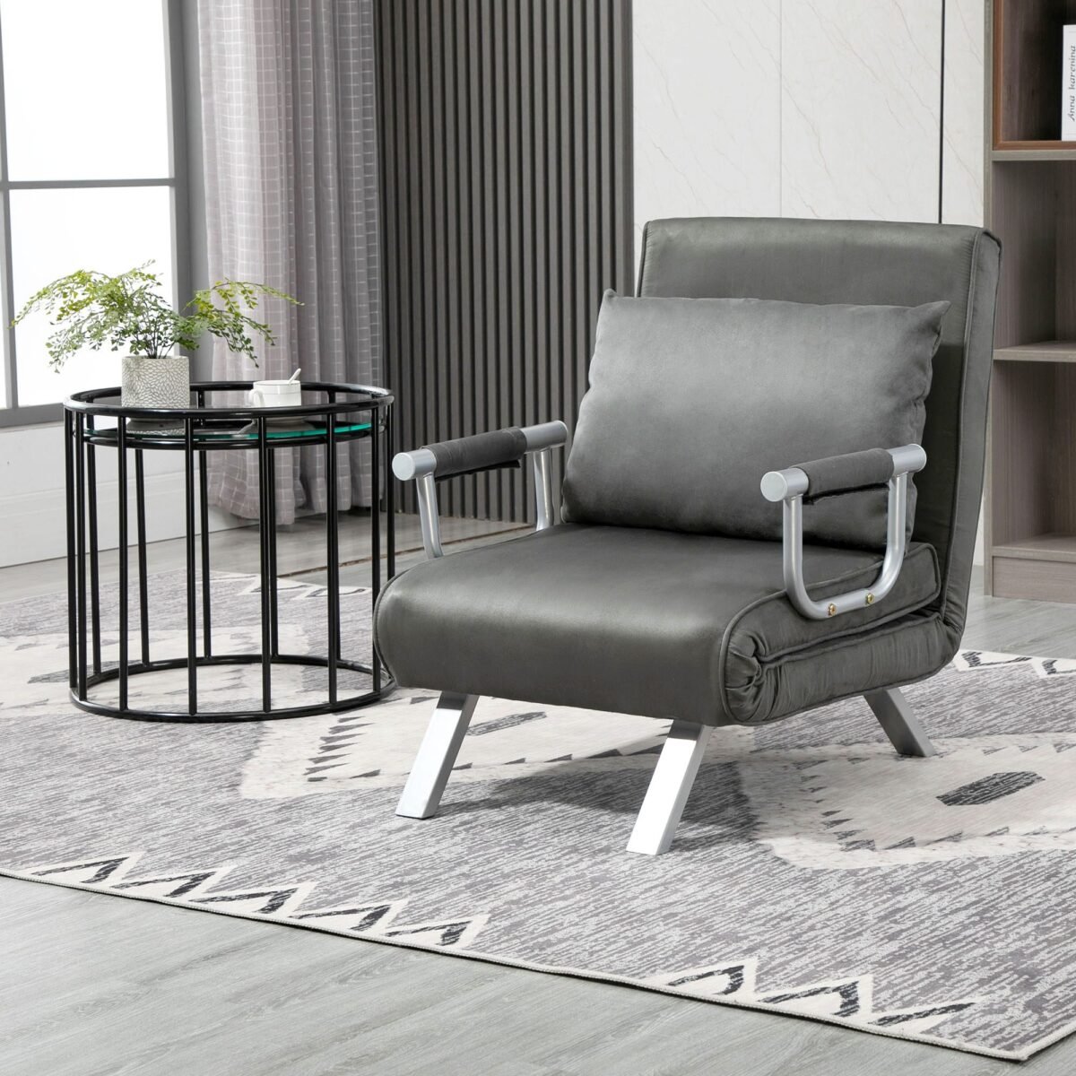 Vienvietis fotelis-lova su reguliuojama nugaros atrama