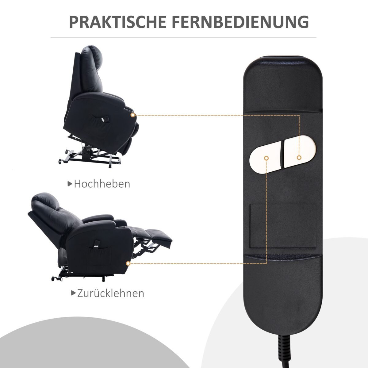 Elektrinis poilsio krėslas su pakėlimo ir atlošimo funkcija