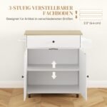 Daugiafunkcis virtuvės vežimėlis su išskleidžiamu stalviršiu ir talpia daiktadėže