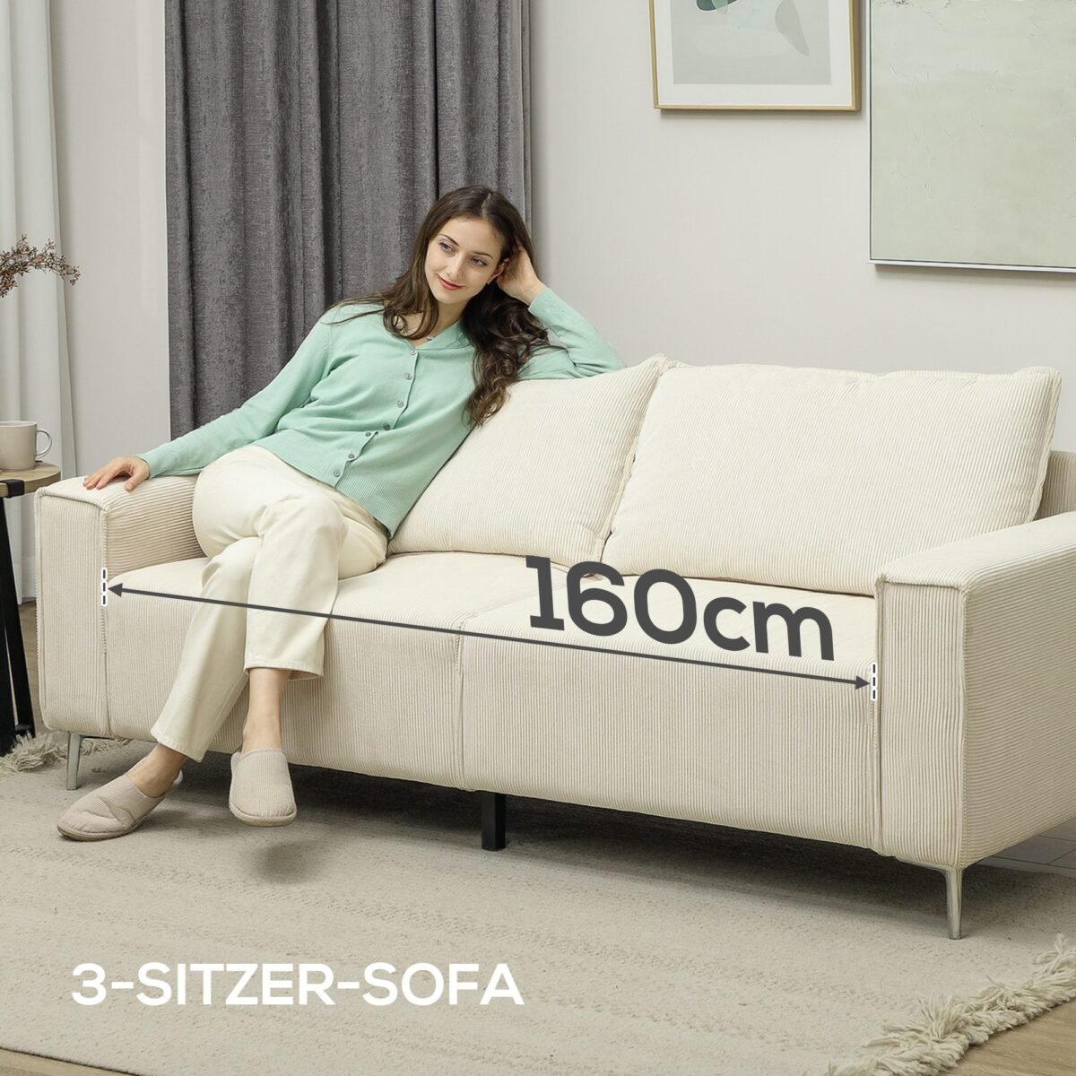 Moderni trijų vietų kordinė sofa