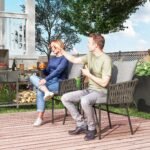 Atsparus oro sąlygoms dirbtinio rotango bistro komplektas su nuimamomis pagalvėlėmis